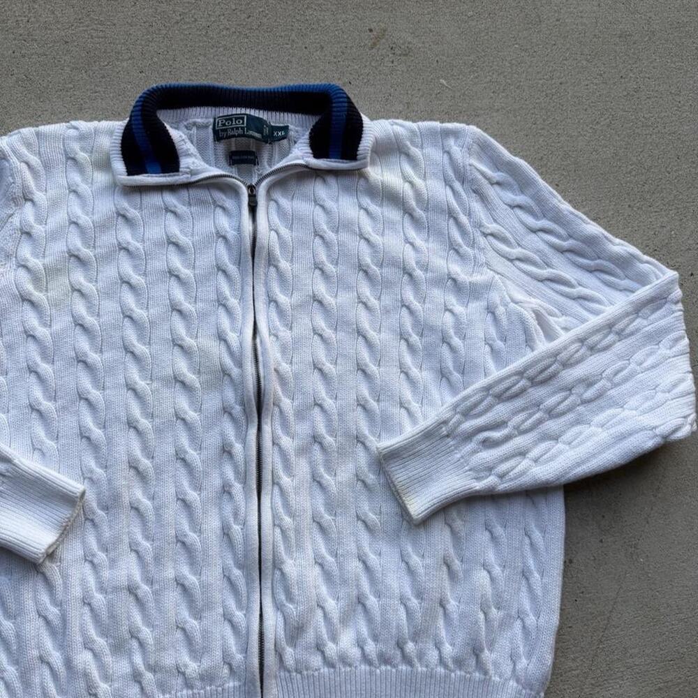 Polo ralph lauren white knit collared sweater XL